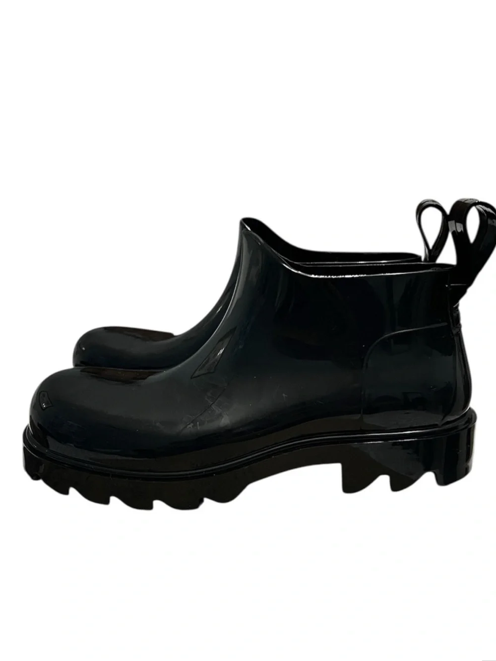 Free People High Street Black Chunky Rain Boots – Glossy Waterproof Style